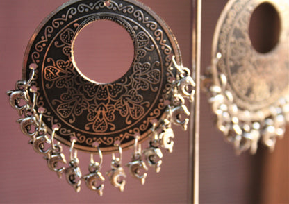 Carved Moon Cut Danglers with Dolphin Beads - GlitterGleam