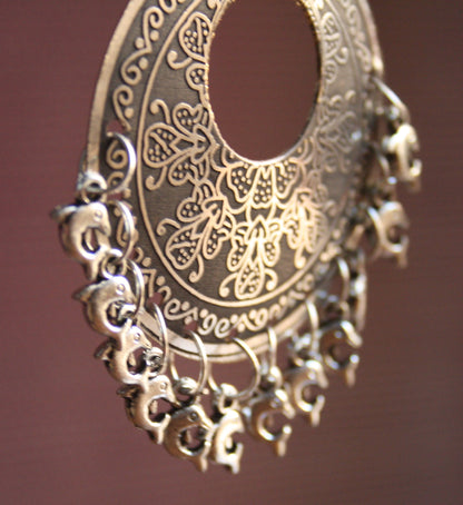 Carved Moon Cut Danglers with Dolphin Beads - GlitterGleam