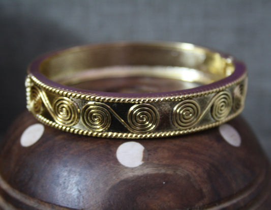 Trendy Designer Golden Oxidized Tribal Coil Bracelet/Kada - GlitterGleam