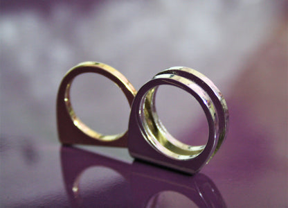 Designer 2 in 1 Gold & Silver Plated Finger Ring - GlitterGleam