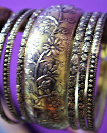 Golden Oxidized Kada with Bangles - GlitterGleam