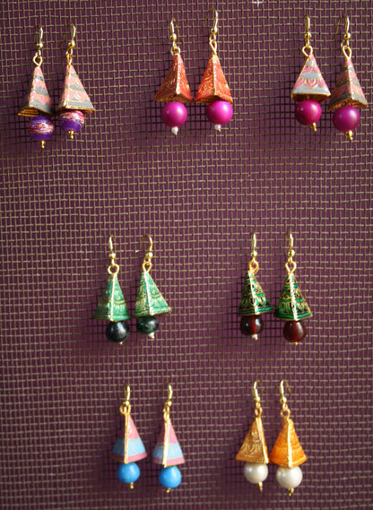 Small Pyramid Meenakari jhumki - GlitterGleam