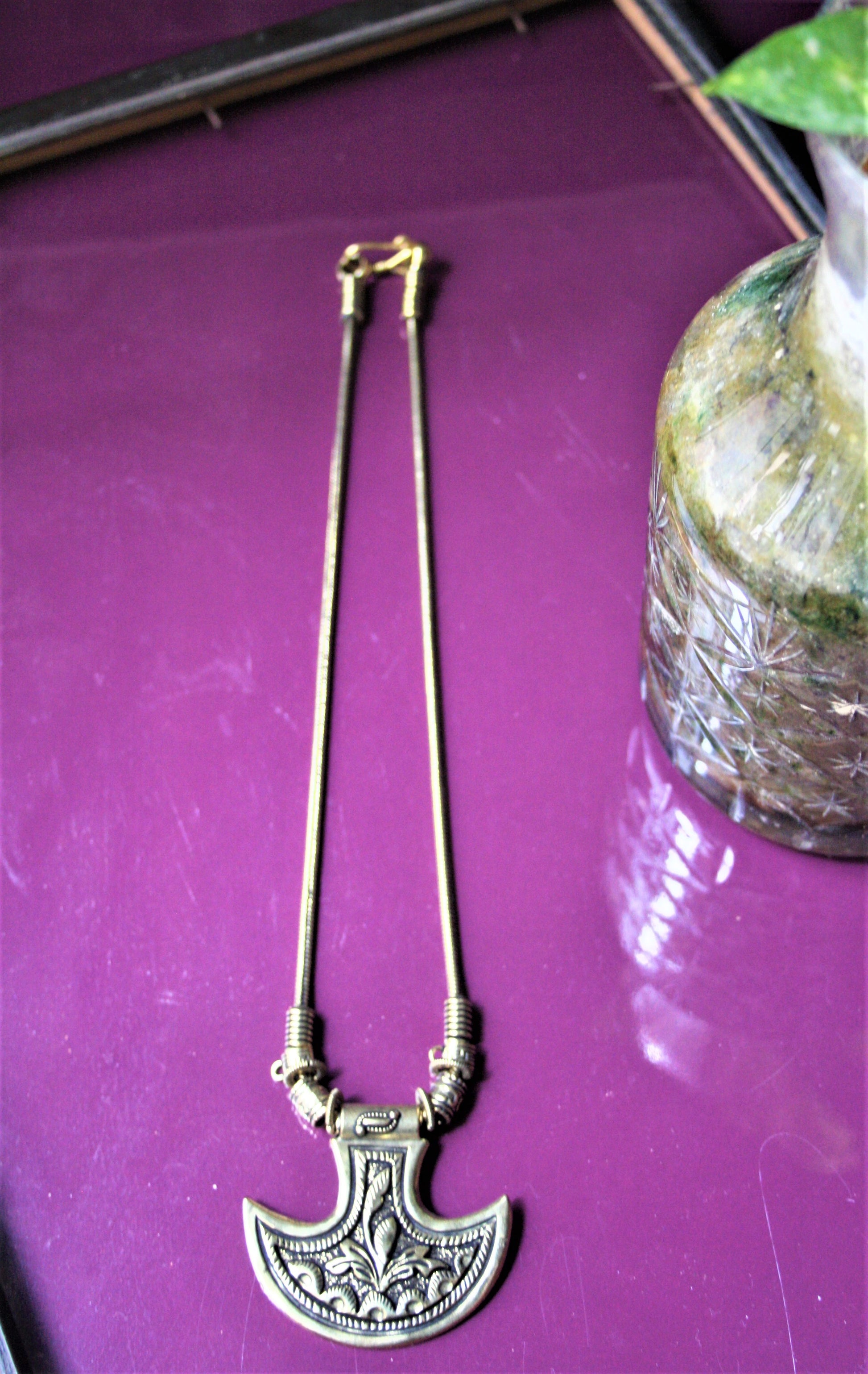 Golden Oxidized Anchor Pendant Necklace - GlitterGleam