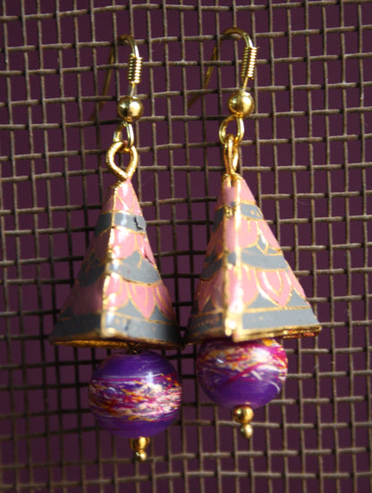 Small Pyramid Meenakari jhumki - GlitterGleam