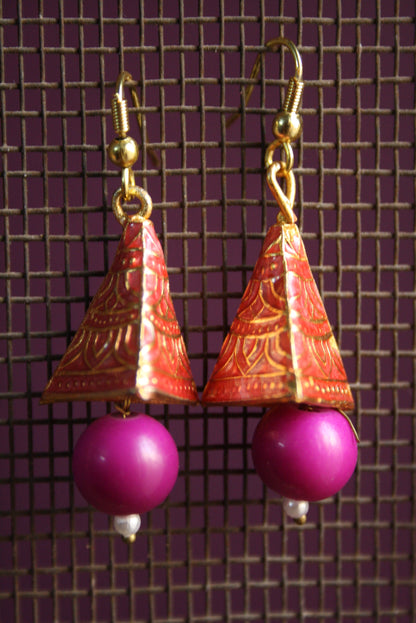 Small Pyramid Meenakari jhumki - GlitterGleam