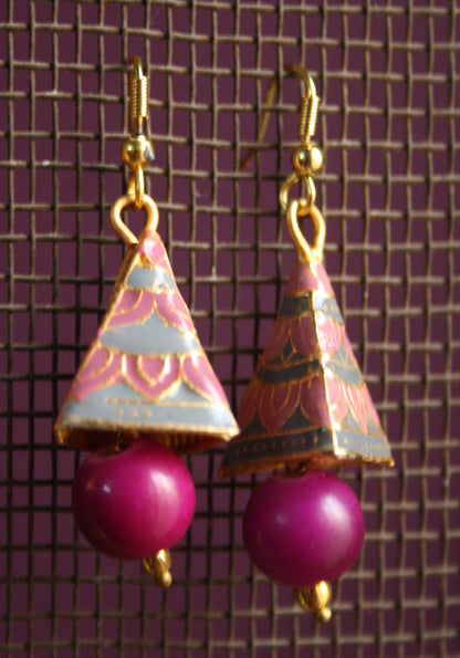Small Pyramid Meenakari jhumki - GlitterGleam