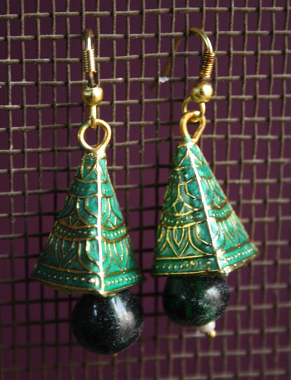 Small Pyramid Meenakari jhumki - GlitterGleam