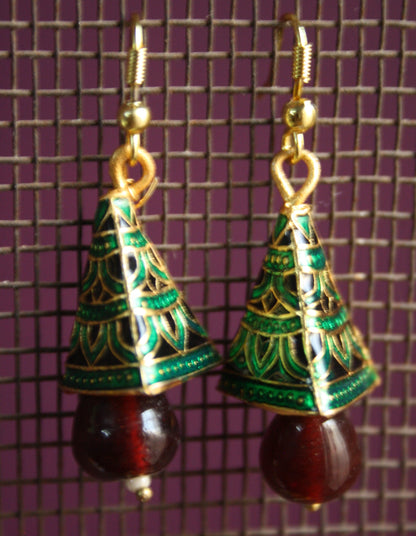 Small Pyramid Meenakari jhumki - GlitterGleam