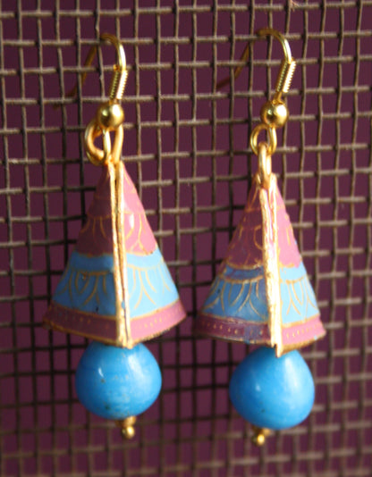 Small Pyramid Meenakari jhumki - GlitterGleam