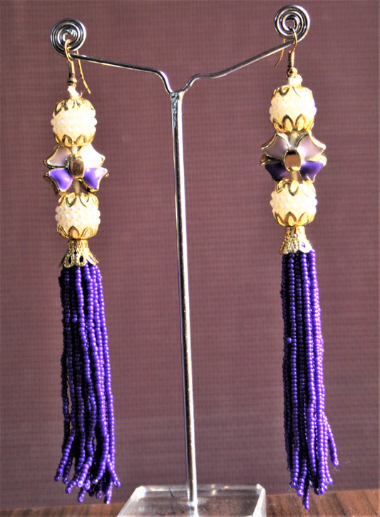 Designer Pearl & Colored Beads Tassel Earrings - GlitterGleam