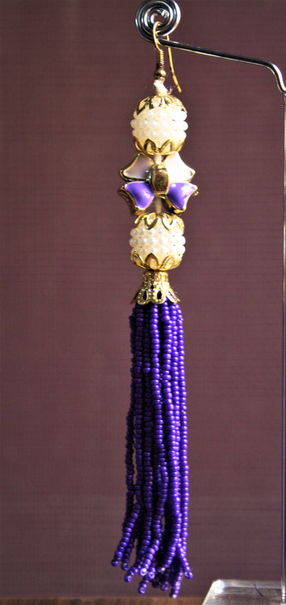 Designer Pearl & Colored Beads Tassel Earrings - GlitterGleam