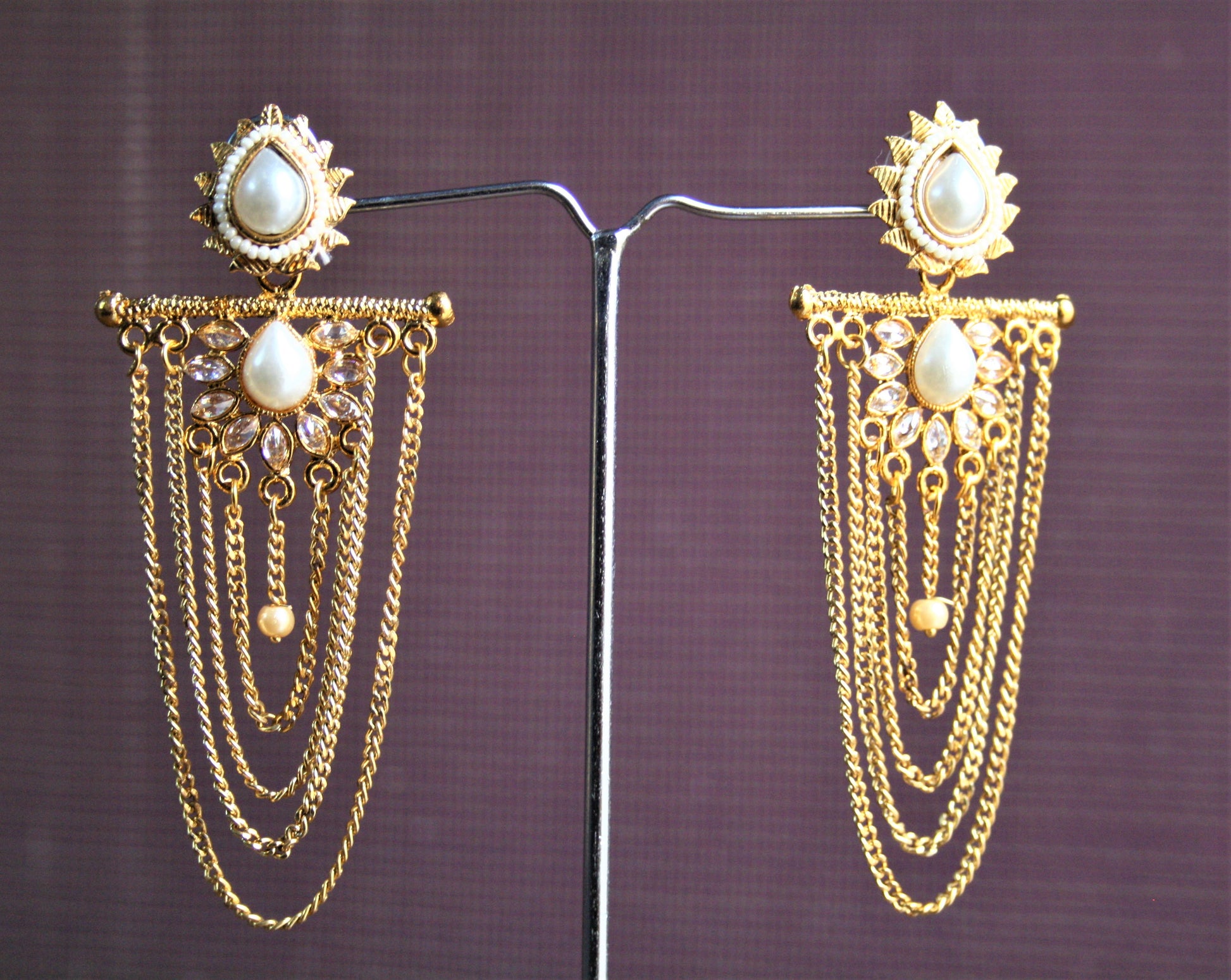 Golden Gemstone Chandelier Earring - GlitterGleam