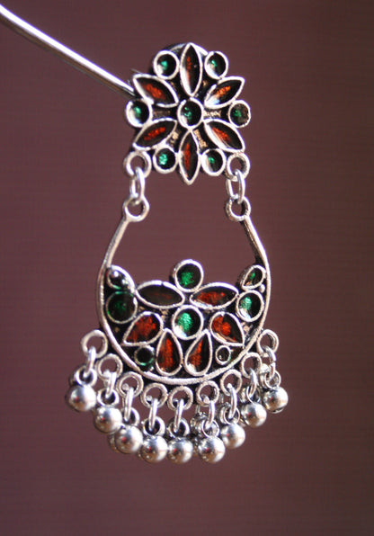 Double Hook Meenakari Earrings - GlitterGleam