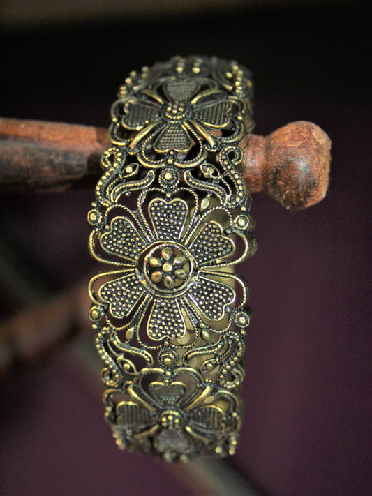 Golden Oxidized Open Brace Kada - GlitterGleam