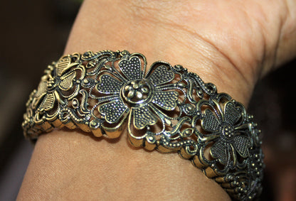 Golden Oxidized Open Brace Kada - GlitterGleam