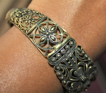 Golden Oxidized Open Brace Kada - GlitterGleam