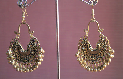 Silver & Gold Oxidized Small Size Beaded Chaandbalis - GlitterGleam