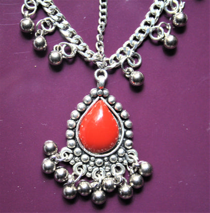 Silver Oxidized Gem Matha Patti - GlitterGleam