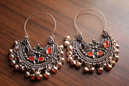 Crescent Shaped Afghani Chaandbalis with Ghungroos - GlitterGleam