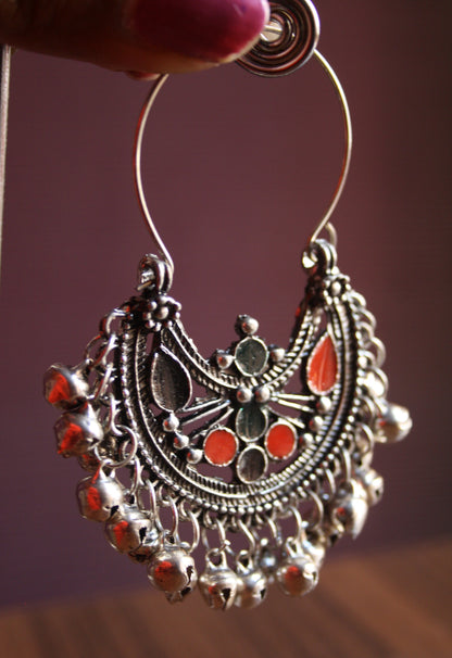 Crescent Shaped Afghani Chaandbalis with Ghungroos - GlitterGleam