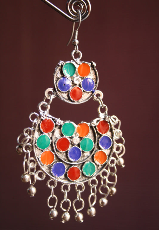 Layered Afghani Chaandbalis Dangle Earrings with Beads - GlitterGleam