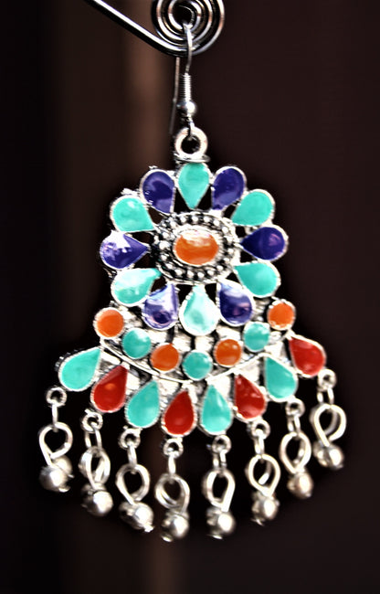 Latest Floral Afghani Danglers with Beads - GlitterGleam