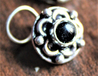 Silver and Golden Oxidized Floral Stud Nose Pin (Set of 2) - GlitterGleam
