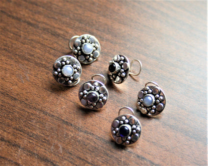 Silver and Golden Oxidized Floral Nose Pin (Set of 2) - GlitterGleam