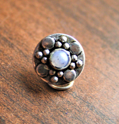 Silver and Golden Oxidized Floral Nose Pin (Set of 2) - GlitterGleam