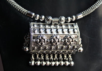 Silver Oxidized Traditional Choker Necklace with Jhumki Earrings - GlitterGleam