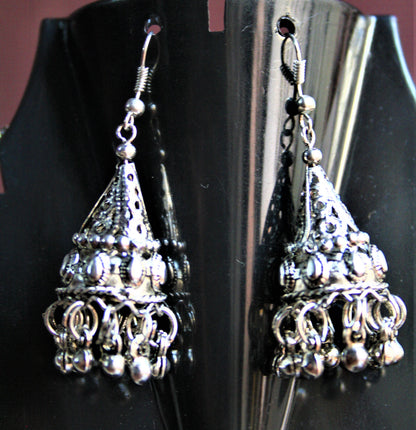 Silver Oxidized Traditional Choker Necklace with Jhumki Earrings - GlitterGleam