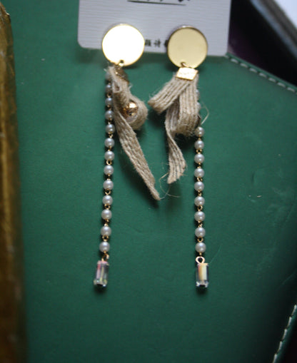 Jute & Pearl Earrings - GlitterGleam