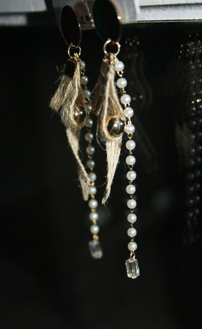 Jute & Pearl Earrings - GlitterGleam