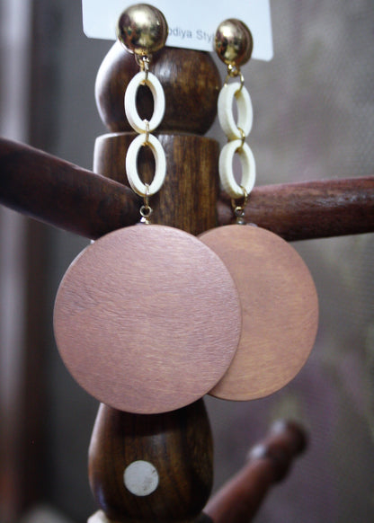 Hanging Wooden Fiber Earrings (Imported) - GlitterGleam