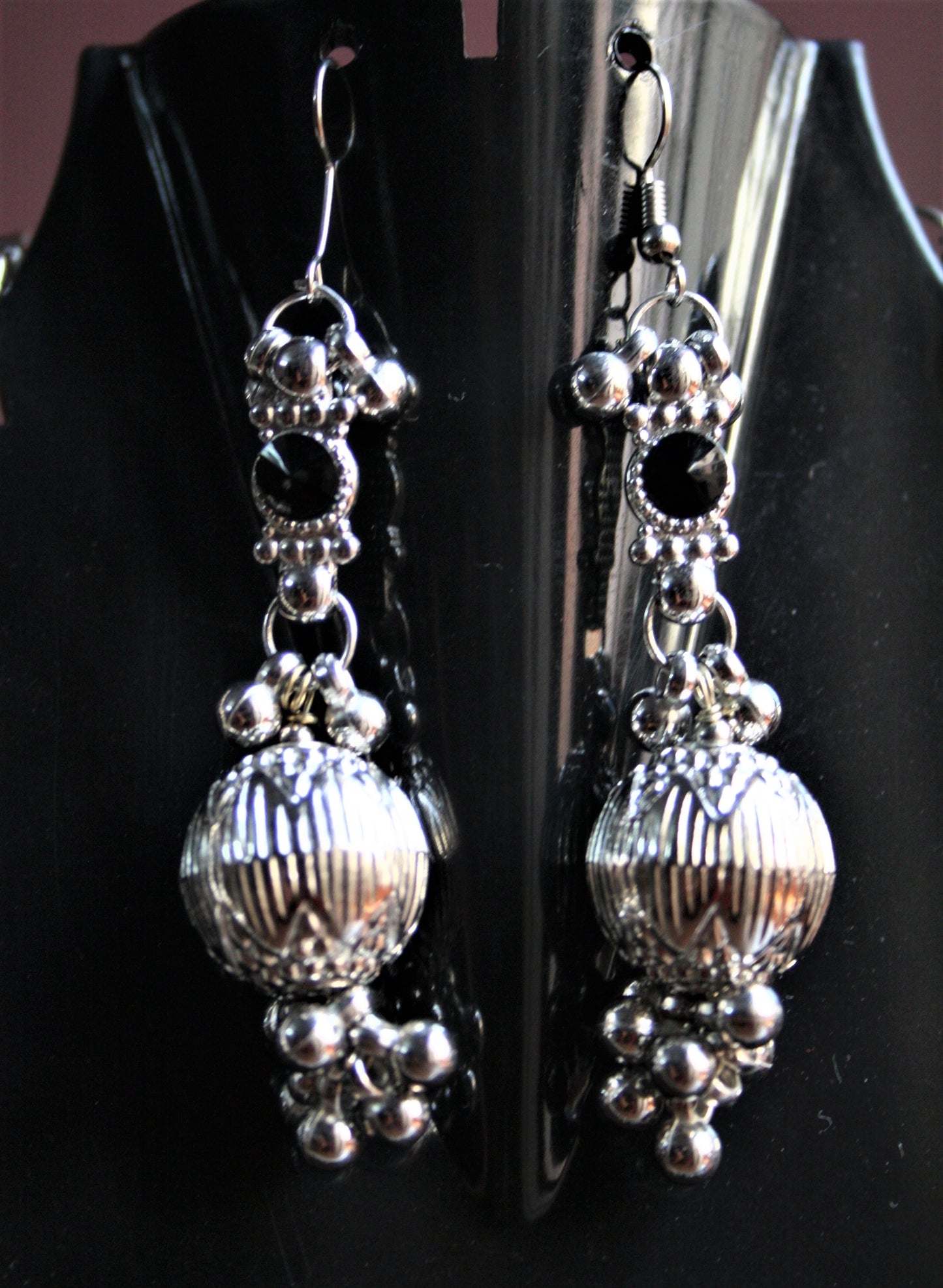 Silver Oxidized Tribal Necklace with Earrings - GlitterGleam