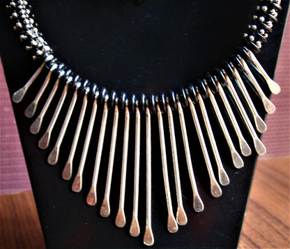Black and Silver Tribal Choker Necklace with Earrings - GlitterGleam