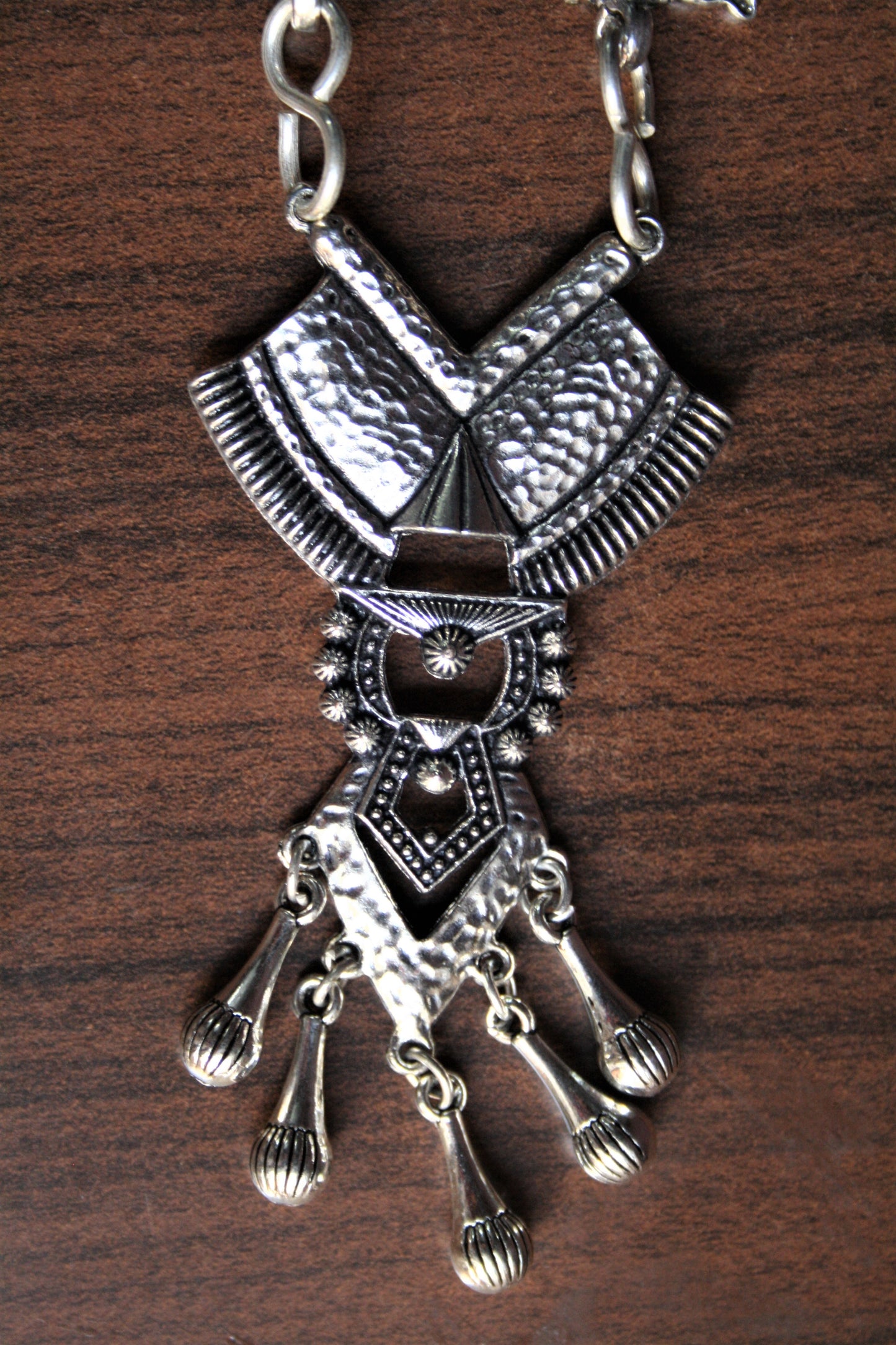 Silver Oxidized Necklace with Boho Pendant - GlitterGleam
