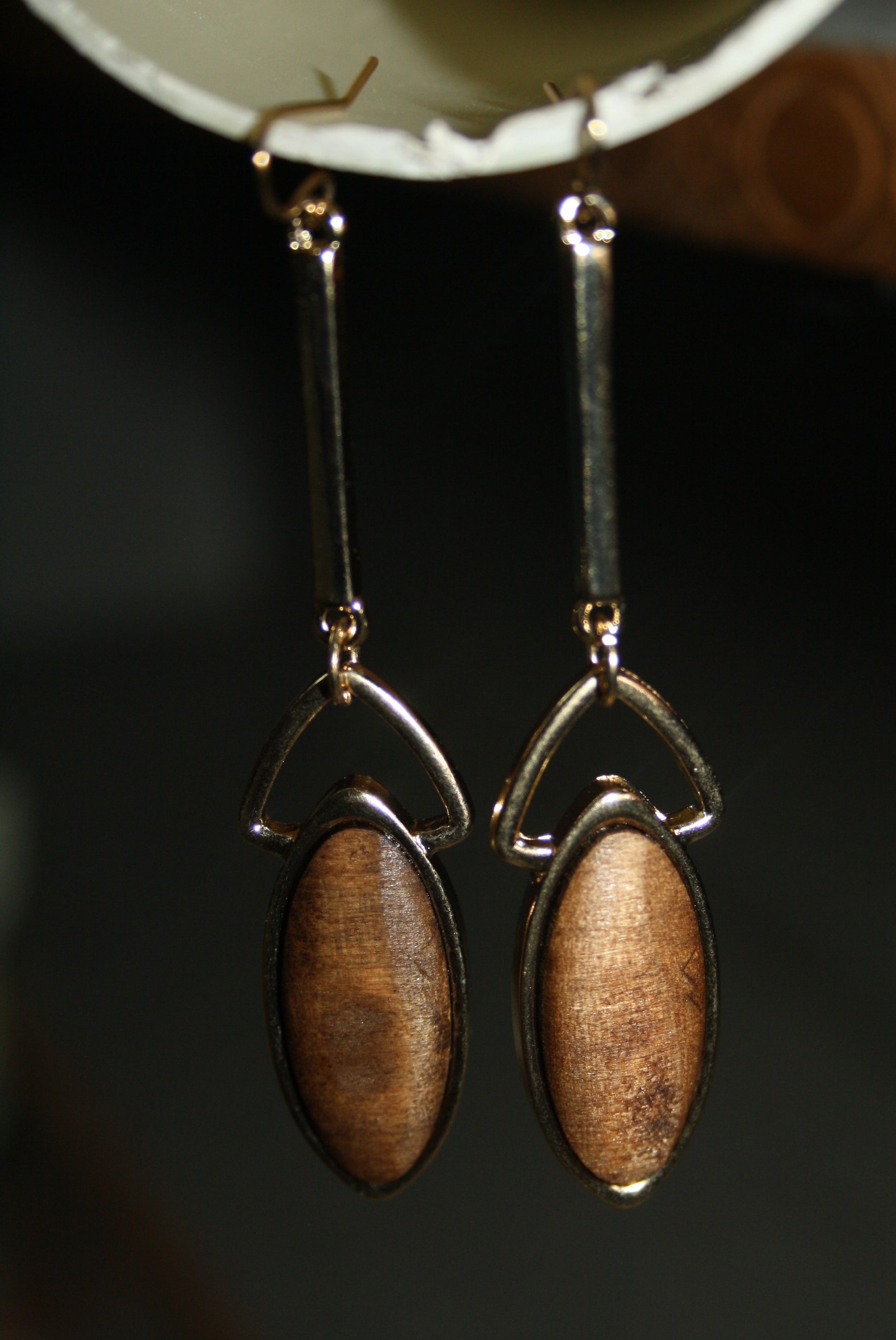 Designer Wooden Dangle Drop Earring - GlitterGleam