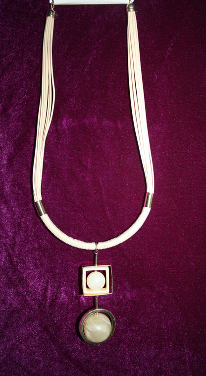 Rotating sphere leather string necklace - GlitterGleam