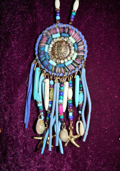 Boho dream catcher style pendent necklace - GlitterGleam