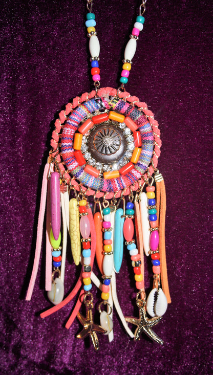 Boho dream catcher style pendent necklace - GlitterGleam
