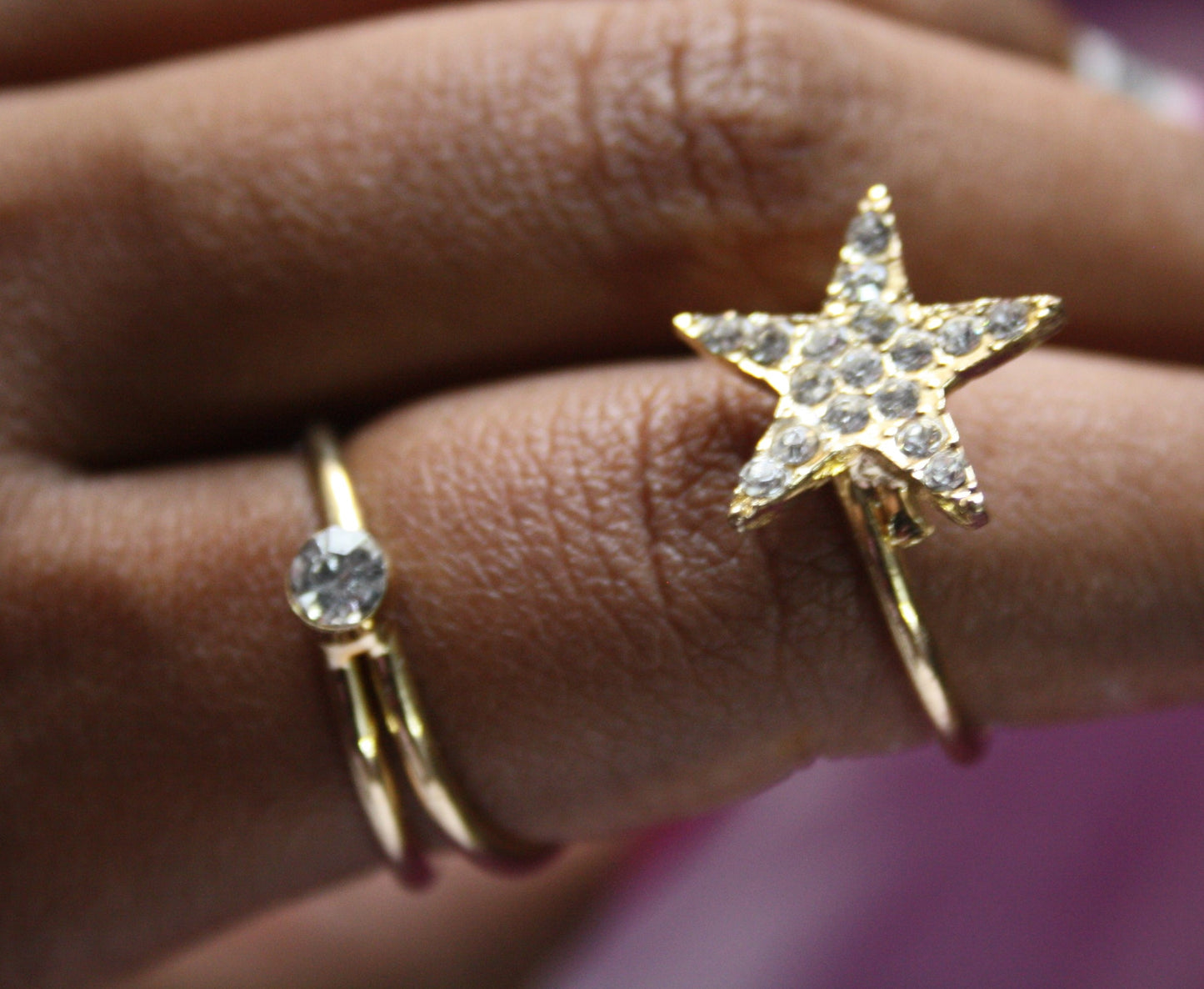 Fashionable Star Diamond Long Finger Ring - GlitterGleam