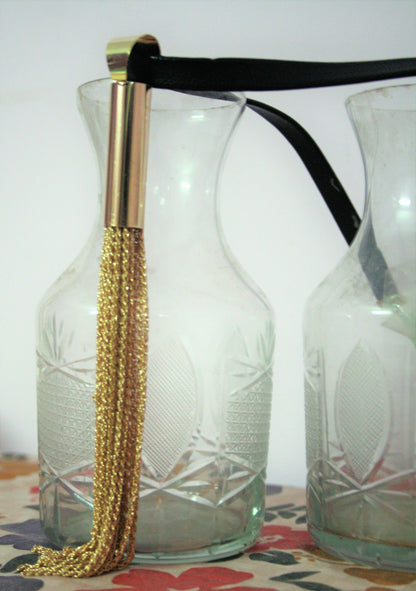 Leather Golden Tassel Pendant Necklace - GlitterGleam