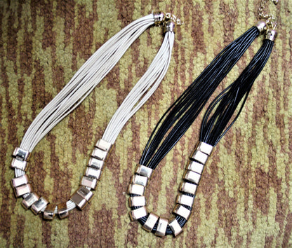 Stylish Leather String Beaded Necklace - GlitterGleam