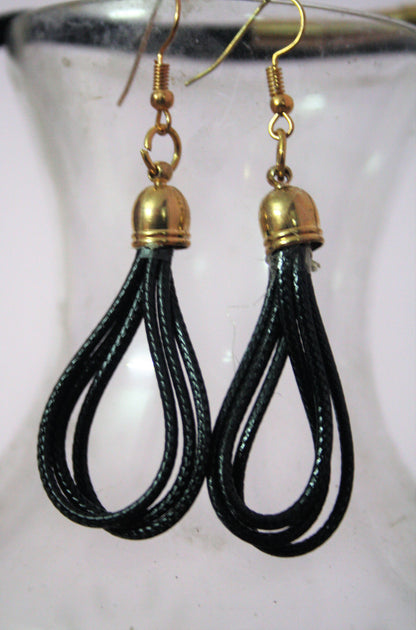 Combo of Leather String Golden Bead Necklace With Earring & Bracelet - GlitterGleam