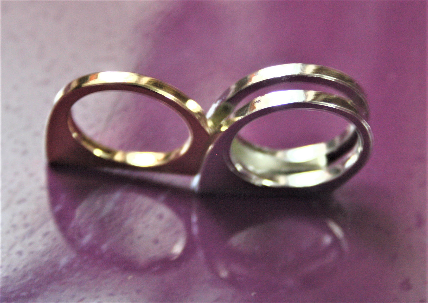 Designer 2 in 1 Gold & Silver Plated Finger Ring - GlitterGleam