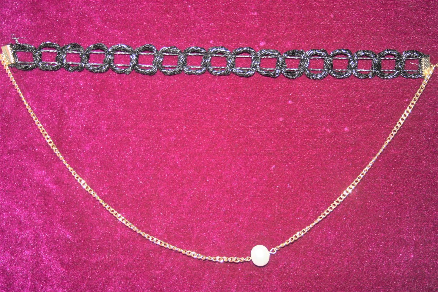 2 layered pearl studded leather string choker - GlitterGleam