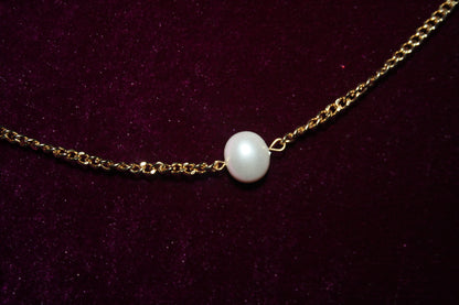 2 layered pearl studded leather string choker - GlitterGleam