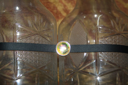 Crystal studded leather choker - GlitterGleam