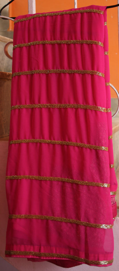 Heavy Zarkan Work Handcrafted Saree - GlitterGleam